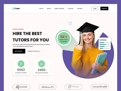 Tutor Finding Website design e learning education interface landing page landingpage learning management system online class online course teaching tutor ui ui design ux design web design website website design