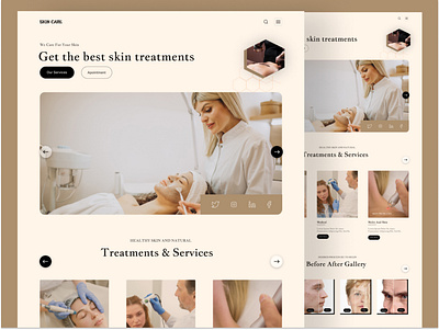 Skin & Cosmetic Clinic, website UI adobe xd beauty cosmetc cosmetics e commerce ecommerce figma graphic design landing landing page minimal photoshop skin skincare ui ux design web web design website website design