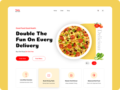 Food Delivery Landing Page 🍕UI Website delicious food delivery food delivery service design fastfood food service fruits design graphic design interface landing page design minimal design ui ux design visual design web design website design worldwide food