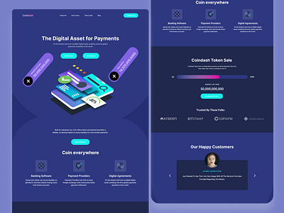 Coindash-Digital payments website UI assets bitcoin coindash crypto exchange digital payments easy payment exchange global assets graphic design homepage interface landing page minimal saas web. token ui ux design web design website design