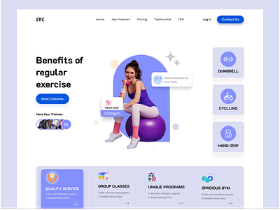 Fitness home page UI clean excercise exploration fitness graphic design health homepage interface landingpage minimal design saas training ui ux design uxdesign web design website design weightloss workout yoga