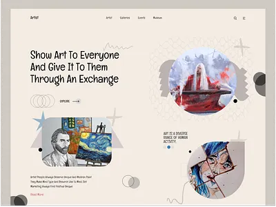 Artist Web UI art art platfrom artist creative creativity explore future graphic design homepage interface landing page modern museum photography picture ui ux ux design web design website design