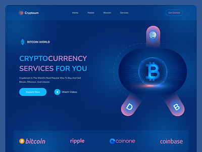 Cryptocurrency-UI Website Concept bitcoin blockchain crypto exchange crypto wallet cryptocurrency design ethereum graphic design homepage interface landingpage ui ux design web design website design