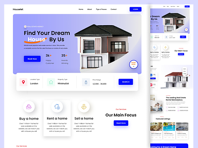 Real Estate Agency Landing Page agency design buy home design homepage interface landing page minimal design property rent research ui uiux design ux design web design website design