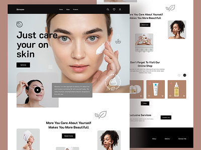 Skincare product web UI bodywash buy clear cream e-commerce facewash interface market sell shimpo shonu shopping ui ux ux design web design web ui website design