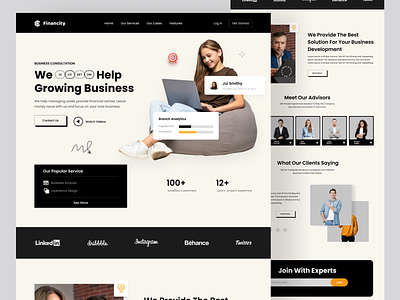 Business consultation agency landing page agency design business design clients website consulting idea figma design home page design interface meeting minimal design saas design ui ux design ux researh vasual design web design web landing page website design