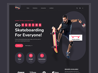 Skateboard - Landing Page Exploration colorful game with skateboard graphic design home page inspirational designs interface landing page minimal web saas skateboard store skateboarding ui ux ux design web design website design