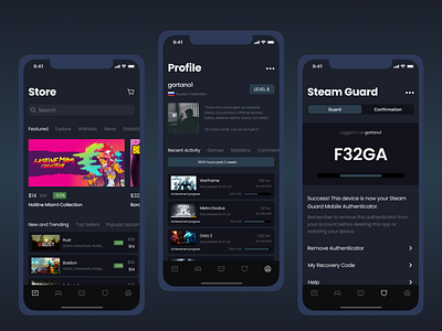Steam app concept android aplication app games gaming ios product product design steam ui ux uxui
