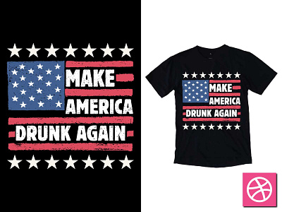 Make America Drunk Again, T-shirt Design For USA american flag graphic design
