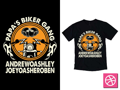 Papa's Biker Gang, T-shirt Design For Biker Lover Dad.