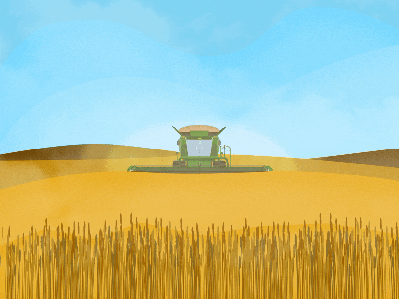 John Deere combine harvester 2d animation argo doodle illustration mograph