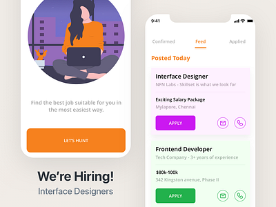 We're Hiring - Job listings app agency app candiate design team hiring interface design job manager
