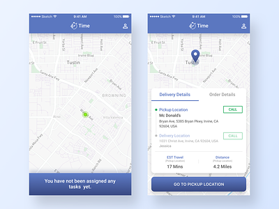 Food Delivery App - Driver's Perspective app food interface design minimal pickup restaurant shopping ui ux