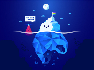 You Seem So Chill 😎 bipolar buoy character climate change depression ice iceberg illustration mental health mental health awareness mood night ocean plastic bag poly polygonal recycling sea underwater