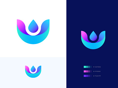Abstract Lily Logo Design 💧 abstract abstract logo app aroma branding dailyui flower gradients icon icon design identity lily logo minimal relax shape spa therapy water yoga