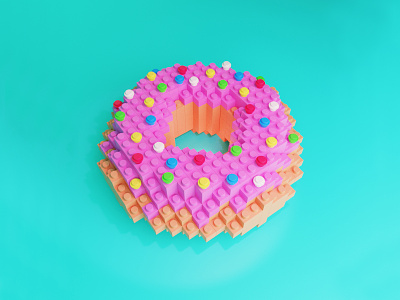 3D Lego Donut 🍩 3d 3d art 3d artist 3d modeling bakery blender c4d cinema4d dessert donut doughnut flat food illustration logo pastry pink render sweet
