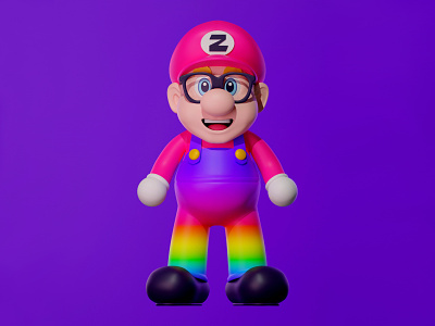 Super Mario Customised Mascot 🍄 3d 3d modeling b3d blender cartoon character fanart game gradients illustration luigi mario bros mariokart mascot nintendo rainbow render retro super mario videogame