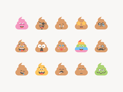 Poop Set #2 character characters emoji flat illustration poop shit smile smiley