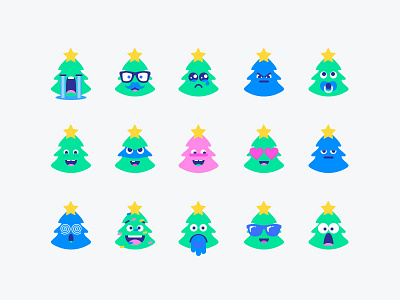 Christmas Tree Smiley Set character christmas dailyui emoji flat holiday illustration smile smiley