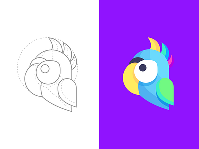 Parrot bird character flat icon illustration parrot tropic