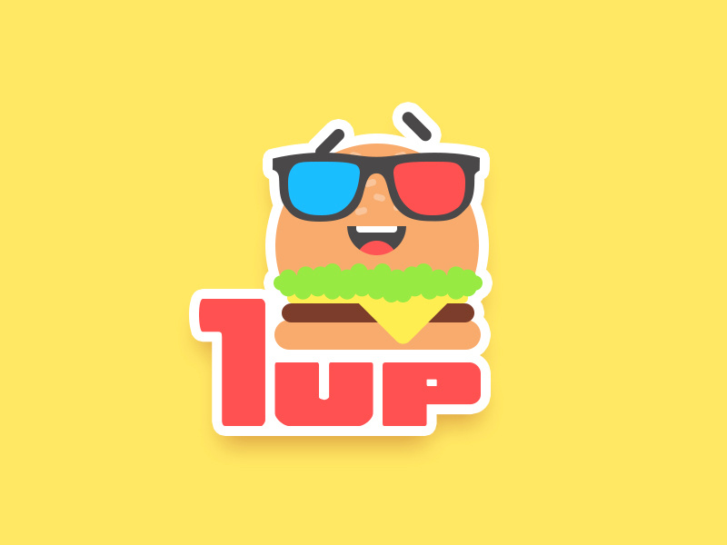 1up Burger Magnets illustration flat sticker magnet stickermule emoji burger character