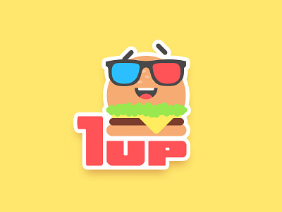1up Burger Magnets burger character emoji flat illustration magnet sticker stickermule