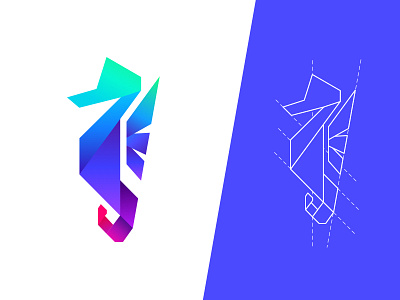 Seahorse Logo branding concept dailyui gradient icon identity illustration logo logo design low poly rainbow seahorse