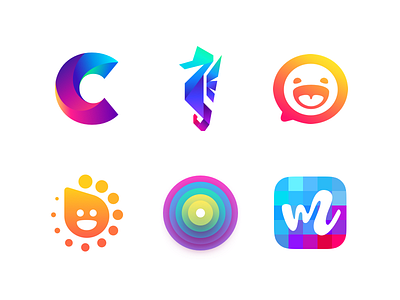 Logo Lounge 10 branding concept emoji gradient icon identity logo minimal smiley typography