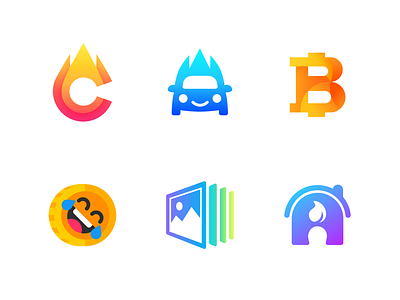Logo Designs branding concept emoji gradient icon identity logo minimal smiley typography