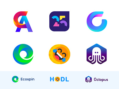 Logo Design Collection 2018 (Behance) branding concept crypto cryptocurrency finance emoji smile face happy gradient icon identity letter c g a logo logofolio minimal typography