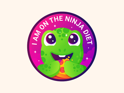 Ninja Diet 🍕🐢 animal cartoon character emoji gradient illustration minimal ninja ocean pizza quote rainbow sea smiley sticker stickermule stickers turtle vector