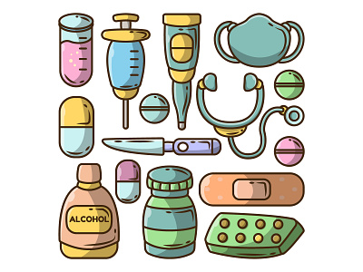 Medical element cartoon doodle