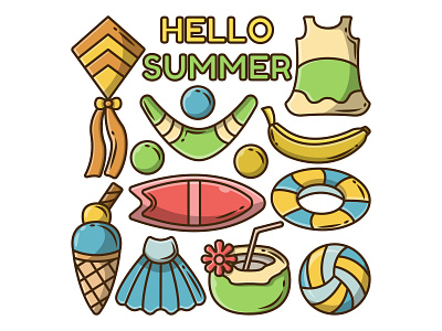 Summer elements cartoon doodle part 4