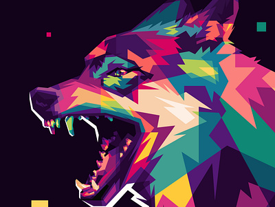 Wolf pop art art branding design flat graphic design icon illustration illustrator logo minimal vector