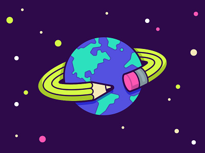 Creatives Unite creative community earth globe illustration planet space sticker vector