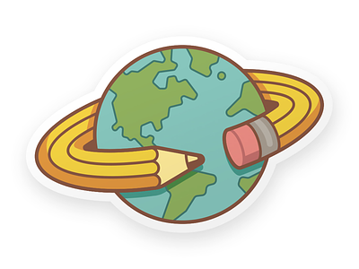Creatives Unite Alternate earth pencil planet space sticker