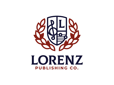 Music Publishing Logo badge crest icon laurel logo music musician publishing shield vector