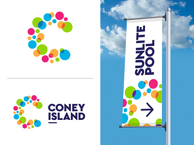 Coney Island Logo amusement park circle colorful colors logo playful