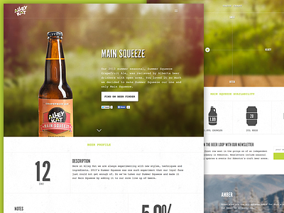 Alley Kat Brewing Co - Single Beer Page beer brewery paper leaf responsive subpage ui web deign website