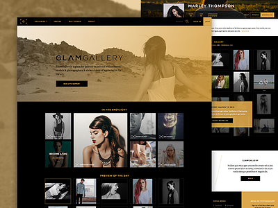 GlamGallery fashion landing page layout photography profile sketch sketch app social ui ux web web design