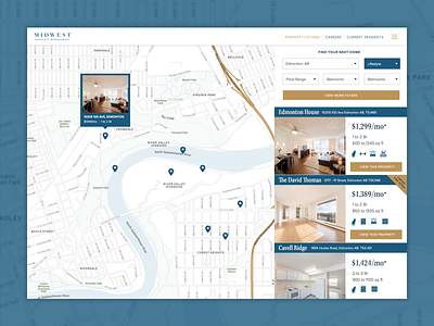 Midwest Preview listing map marker ui ux web design