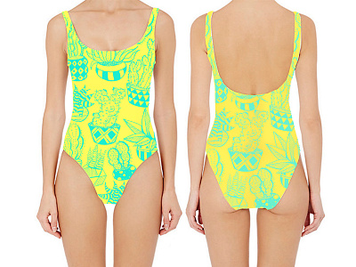 Cacti Print - Bathing Suit bathing suit cacti fashion illustration pattern plants succulent textile vector