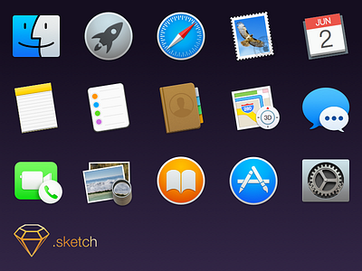 OS X Yosemite Icons finder freebie icons itunes osx safari sketch yosemite