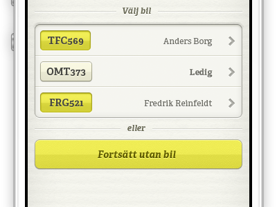 iPhone UI - Choose car button ios iphone list texture