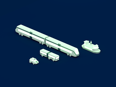 🚂💨 Transportation 3d blender boat bus commute low poly taxt train transport