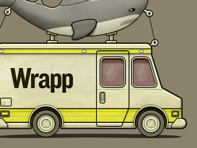 Wrapp Truck burny illustration large fish on car shark truck wrapp