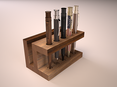 Dudek Modern Goods Display with Retro 51 pens 3d 3ds designviz max pens product rendering stationery vray woodworking