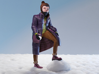 Girl who enjoys cold weather 3d art 3d character 3d rendering blender3d character design design