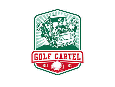 Golf Cartel design flat illustration logo minimal vector