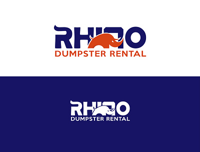 Rhino Dumpster Rental design flat illustration logo minimal vector